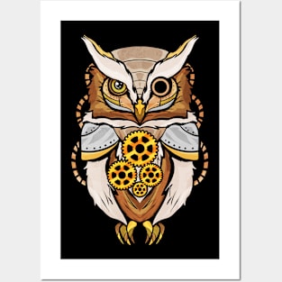 Steampunk Mechanical Owl Posters and Art